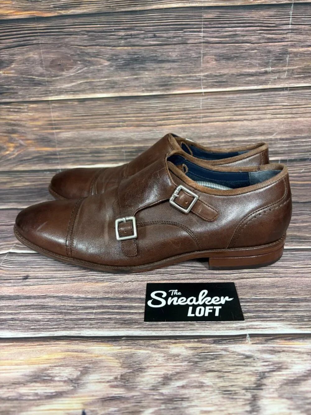 Cole Haan Men's Warner Grand Double‎ Monk Strap Brown Leather Shoes Size 11.5